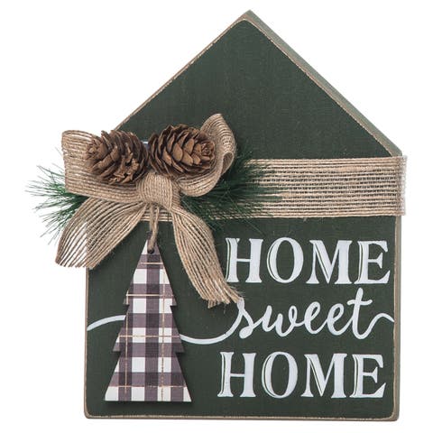 Wood Multicolored Christmas Holiday Home Shaped Decor