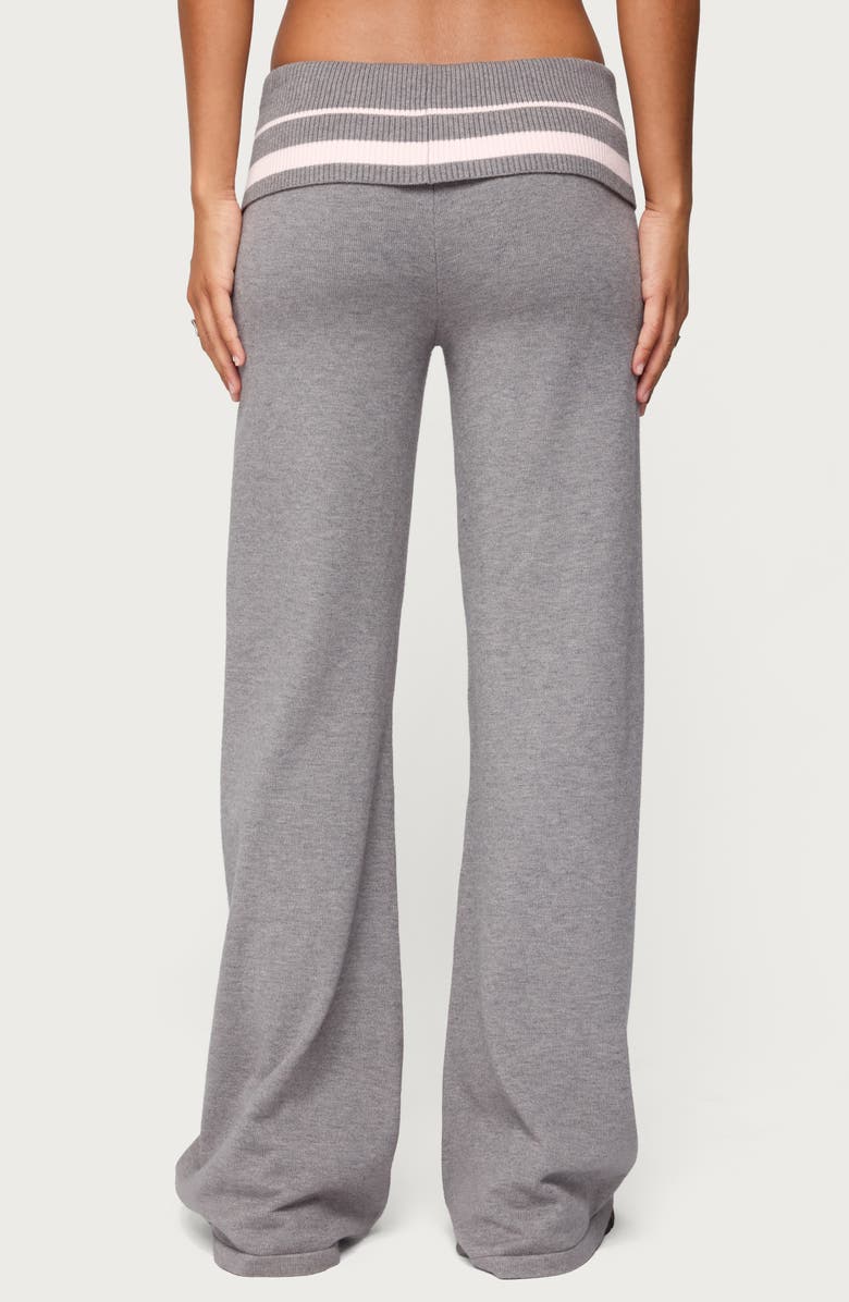 EDIKTED Kaliya Striped Foldover Pants, Alternate, color, Gray-Melange