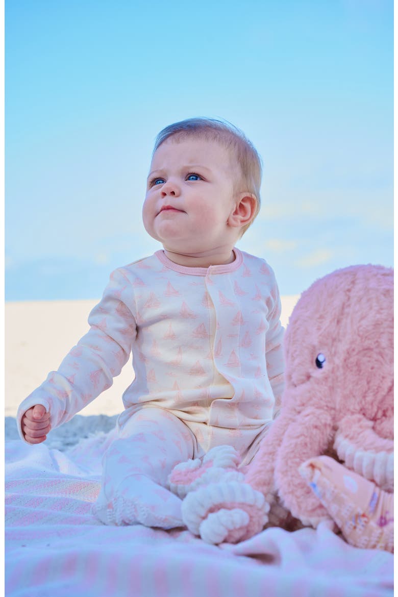 Tiny Tides Organic Cotton Footie, Alternate, color, WHITE