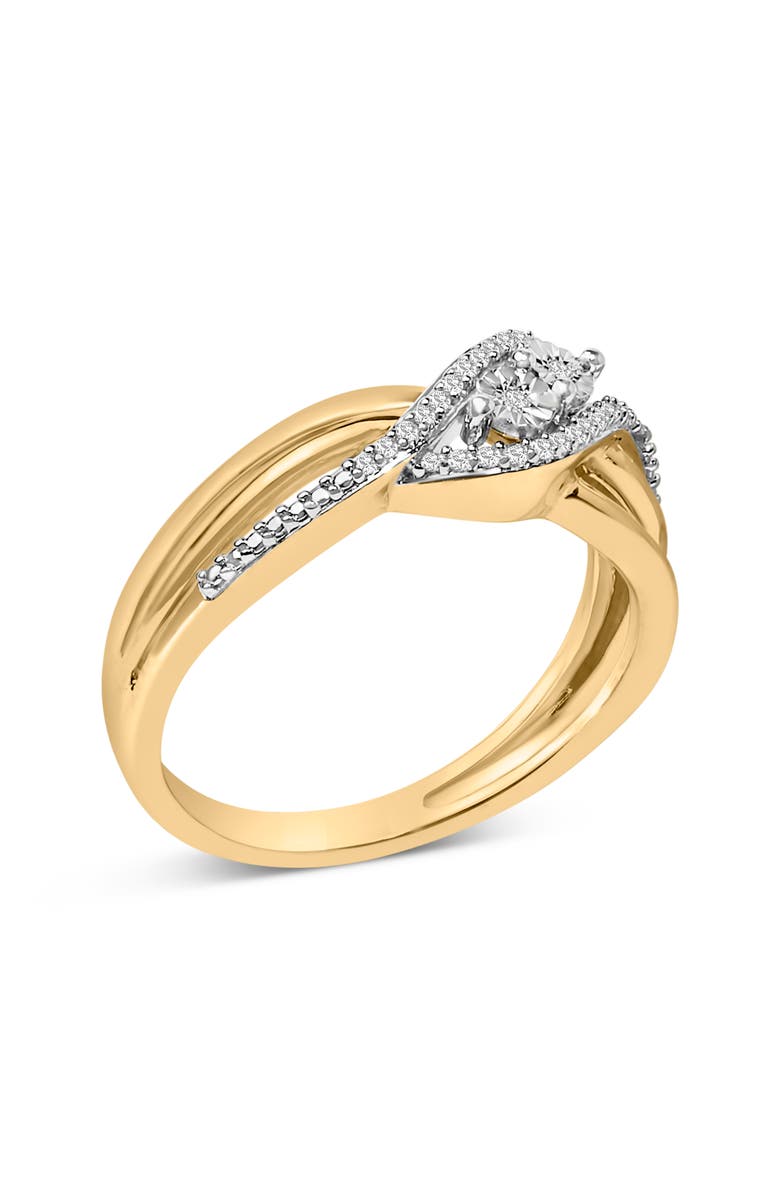 Haus of Brilliance 14K Yellow Gold Plated Sterling Silver 1/10 Cttw Diamond Bypass Ring, Alternate, color, Yellow Gold Over Silver