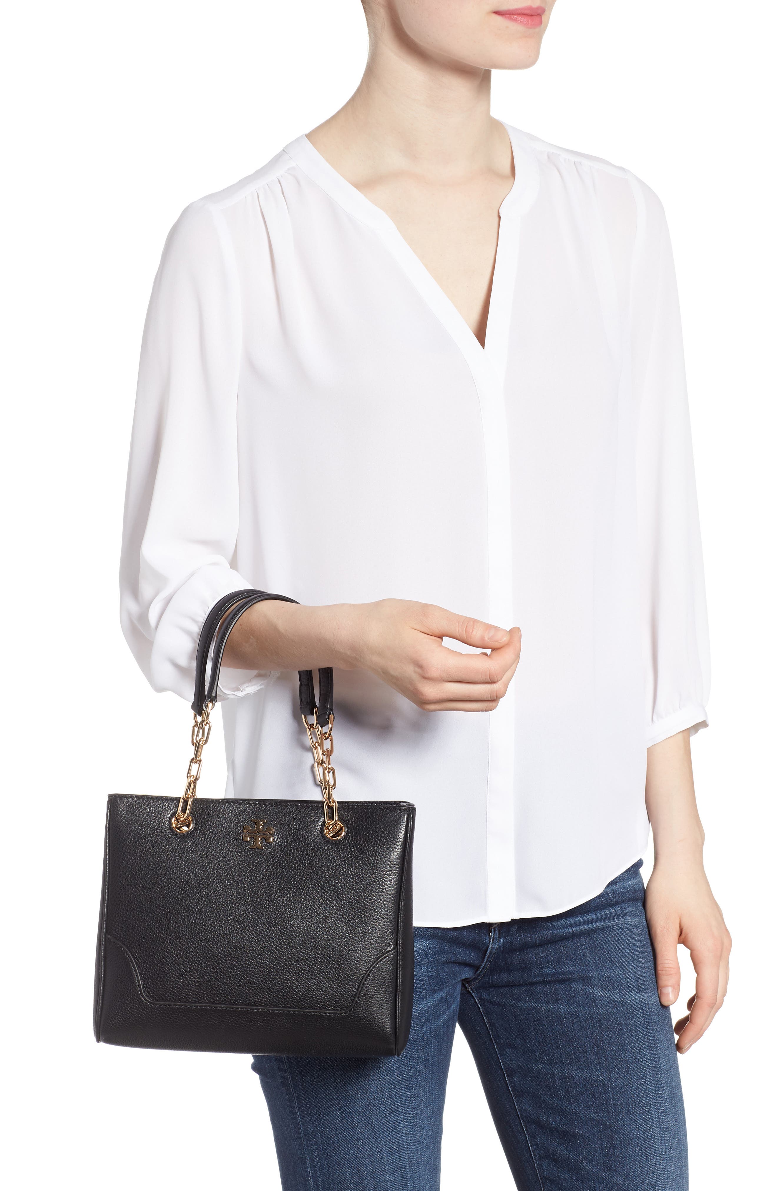 Tory Burch Small Marsden Leather Tote, Alternate, color, 