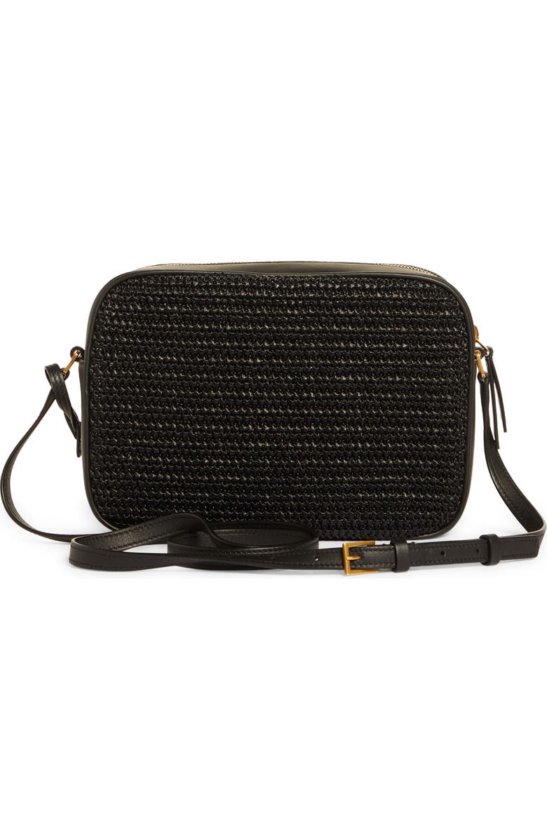 Saint Laurent Medium Lou Raffia & Leather Camera Bag, Alternate, color,