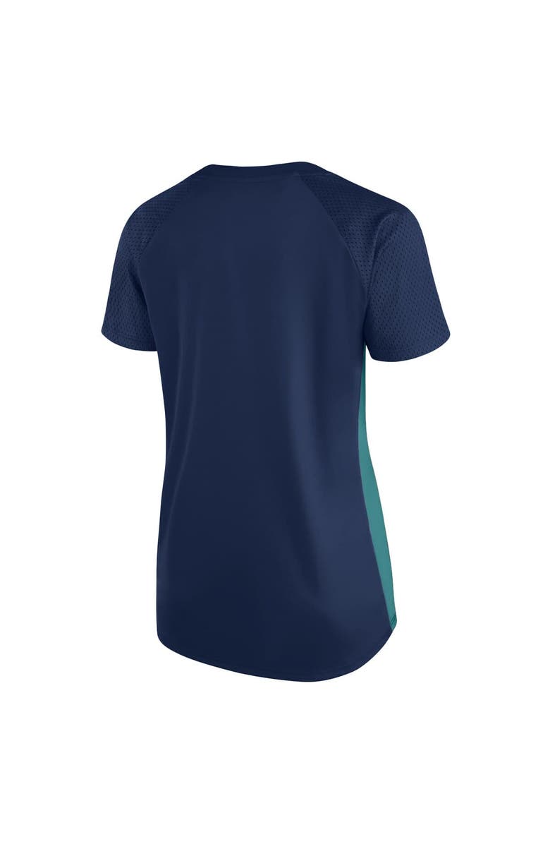 PROFILE Women's Profile Navy Seattle Mariners Plus Size Glitter Raglan V-Neck T-Shirt, Alternate, color, 