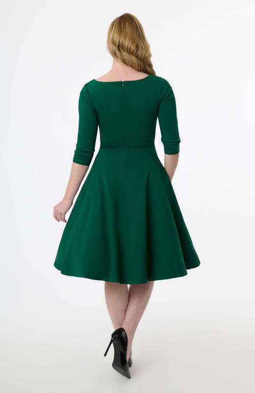 Unique Vintage Pleated Bust Swing Dress