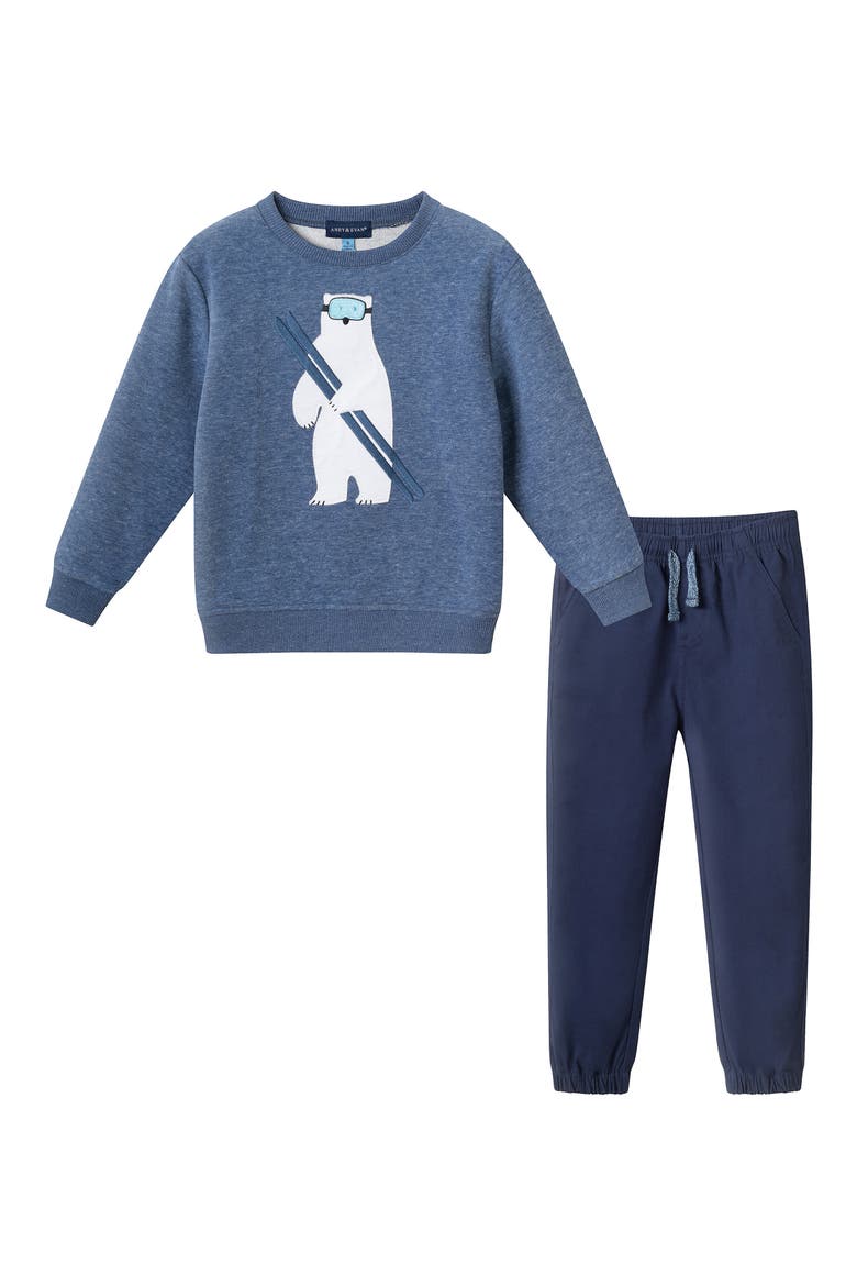 Kids' Appliqué Crewneck Sweatshirt & Joggers Set, Main, color, NAVY