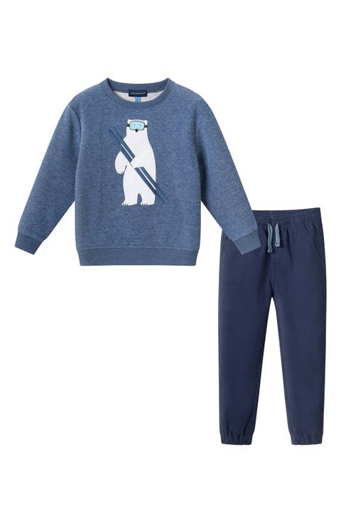 Kids' Appliqué Crewneck Sweatshirt & Joggers Set (Toddler, Little Kid & Big Kid)
