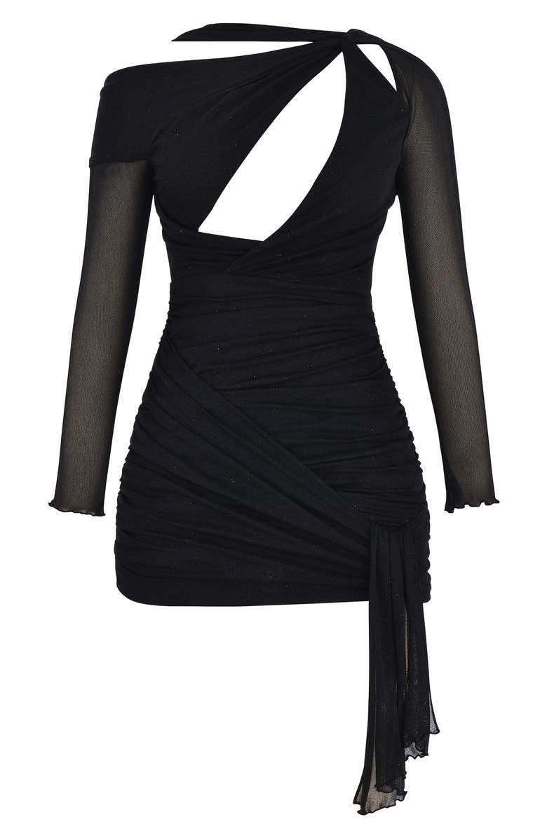 HOUSE OF CB Santa Ruched Glitter Long Sleeve Cutout Dress, Alternate, color,