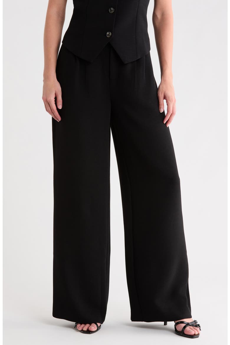 Crepe Wide Leg Trousers, Main, color, BLACK