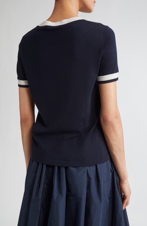 Max Mara Egidio Pocket Tipped Virgin Wool Sweater In Blue