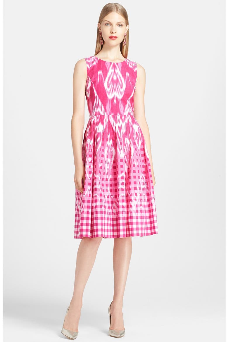 Ikat Print Poplin Dress, Main, color, MAGENTA