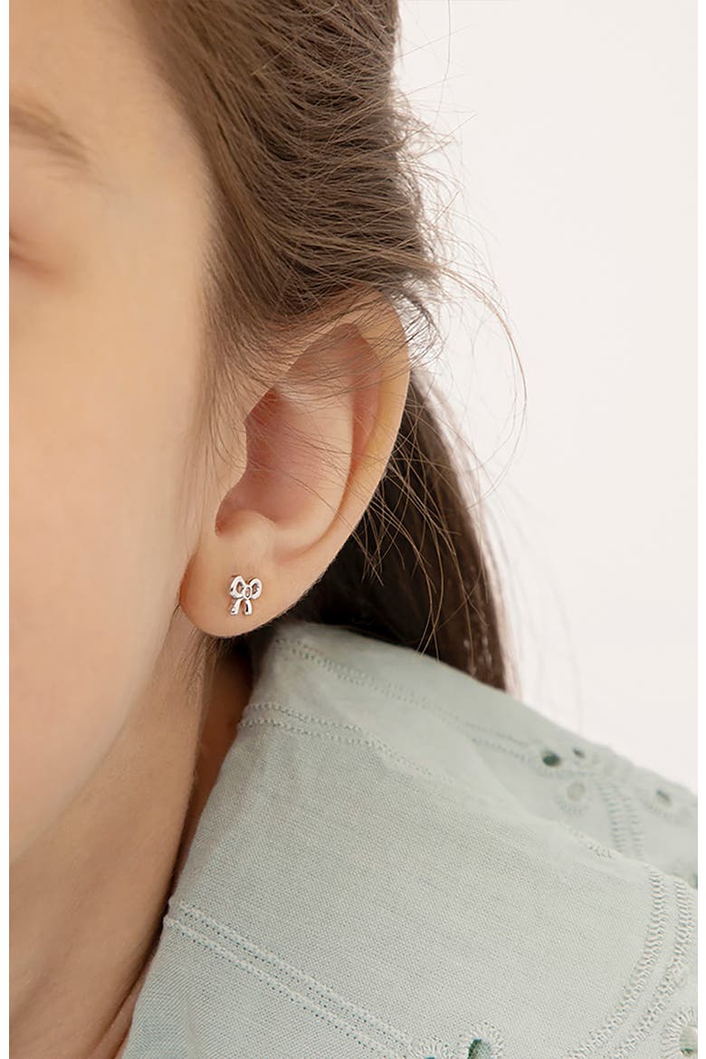 Delicate Cubic Zirconia Bow Earrings, Alternate, color, Silver