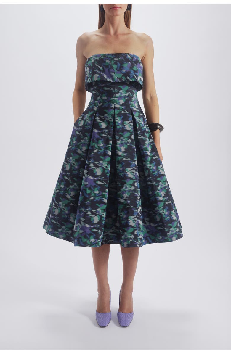 Amsale Printed Laced Back Dress, Main, color, Purple-Multi