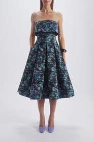 Amsale Printed Laced Back Dress