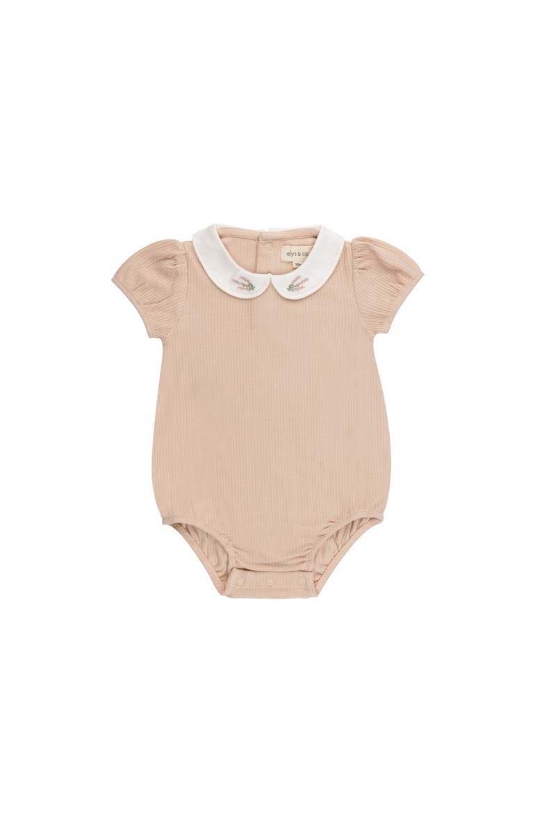 Ely's & Co. Organic Cotton Embroidered Collar Collection - Romper, Main, color, Pink Heather
