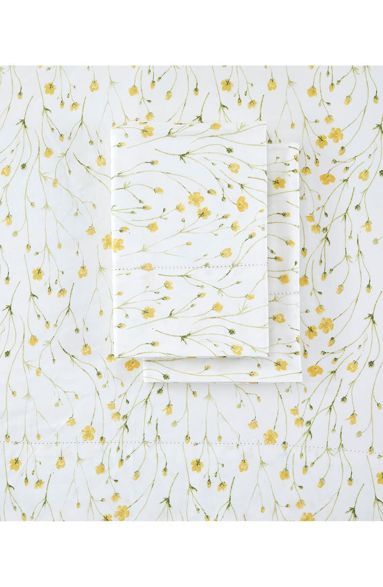 MELANGE HOME 400 Thread Count Butter Floral 4-Piece Sheet Set, Main, color, Yellow