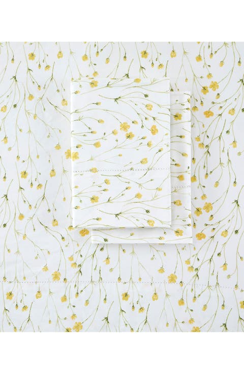 400 Thread Count Butter Floral 4-Piece Sheet Set
