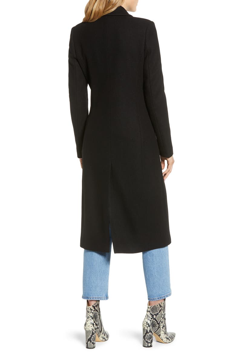 Double Breasted Wool Blend Coat, Alternate, color, BLACK