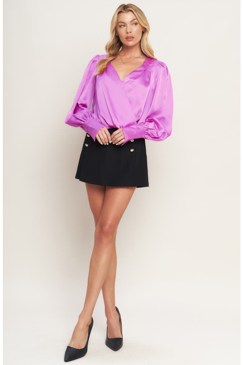 Long Sleeve Surplice Woven Top, Alternate, color, ORCHID