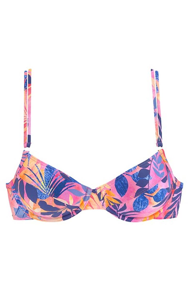 LASCANA Tropical Print Underwire Bikini Top Size 32B, Alternate, color, Pink-Printed