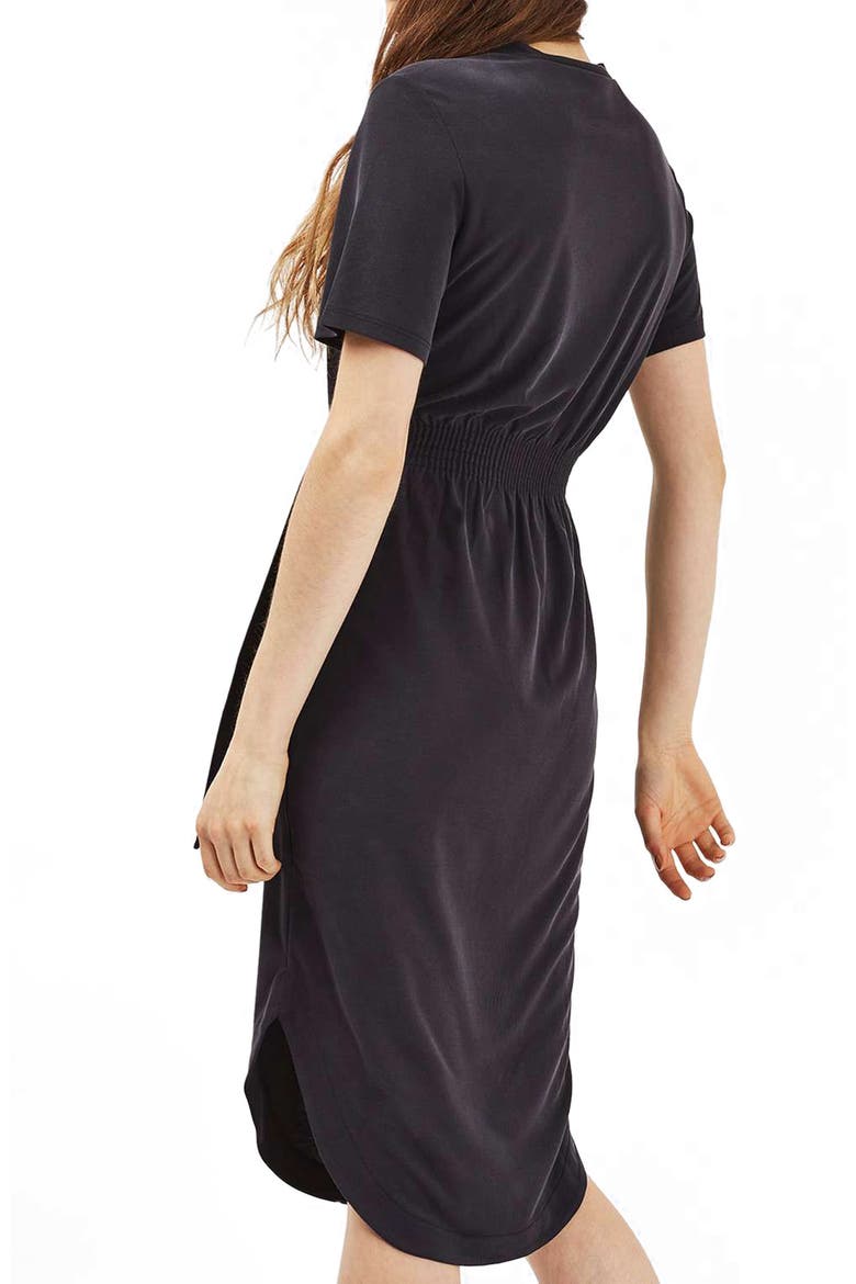Ribbed Midi Dress, Alternate, color, BLACK
