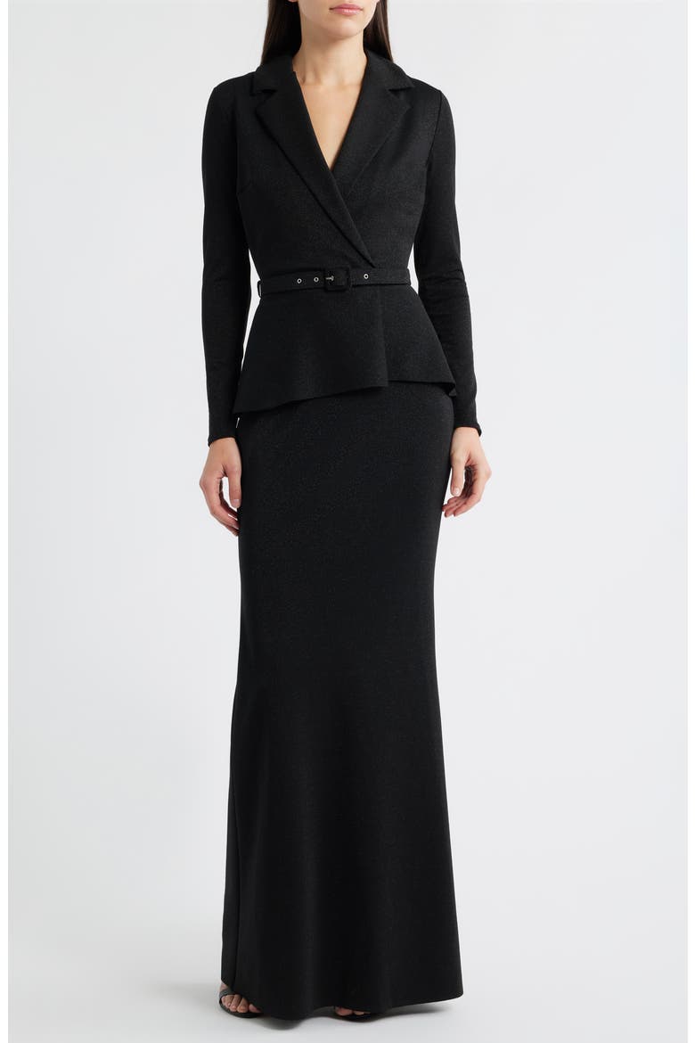 Thadira Belted Long Sleeve Dress, Main, color, BLACK