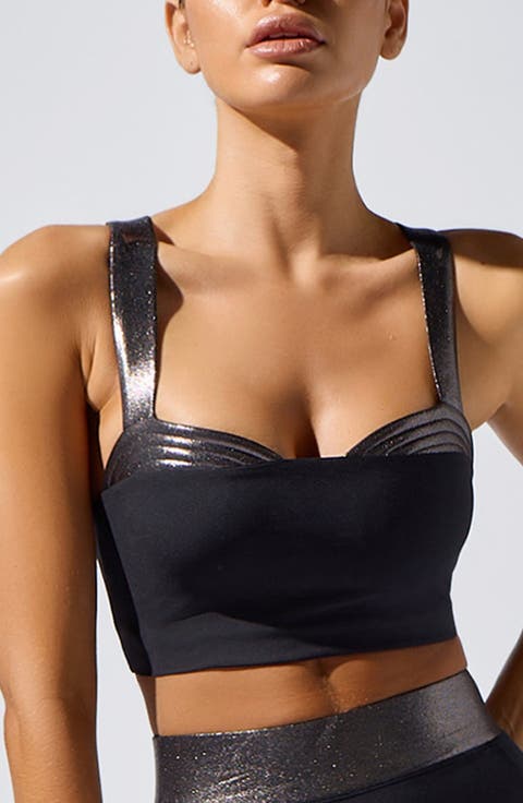 Lina Metallic Trim Longline Sports Bra