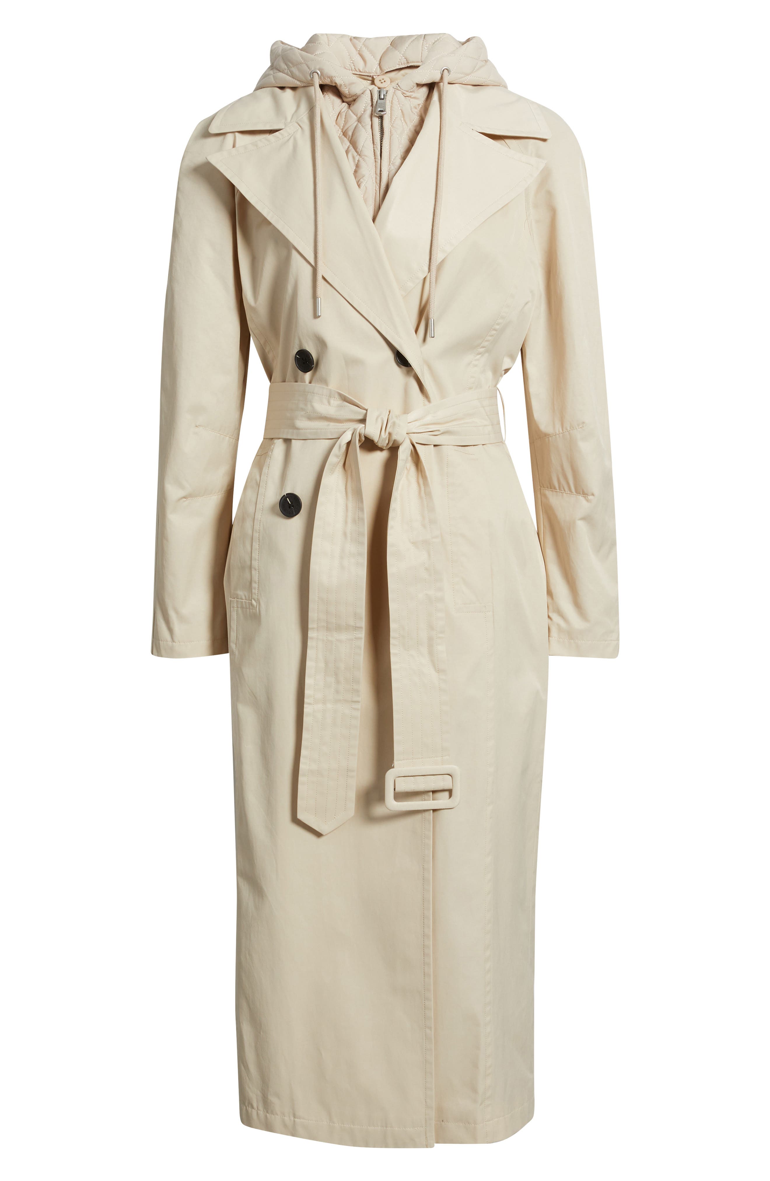 Женские Avec Les Filles Quilted Hoodie Cotton & Nylon Trench Coat — фото 5
