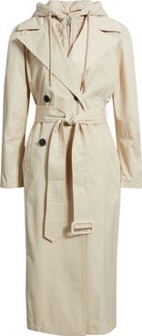 Avec Les Filles Quilted Hoodie Cotton & Nylon Trench Coat