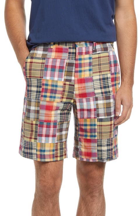 Patchwork Madras Flat Front Shorts