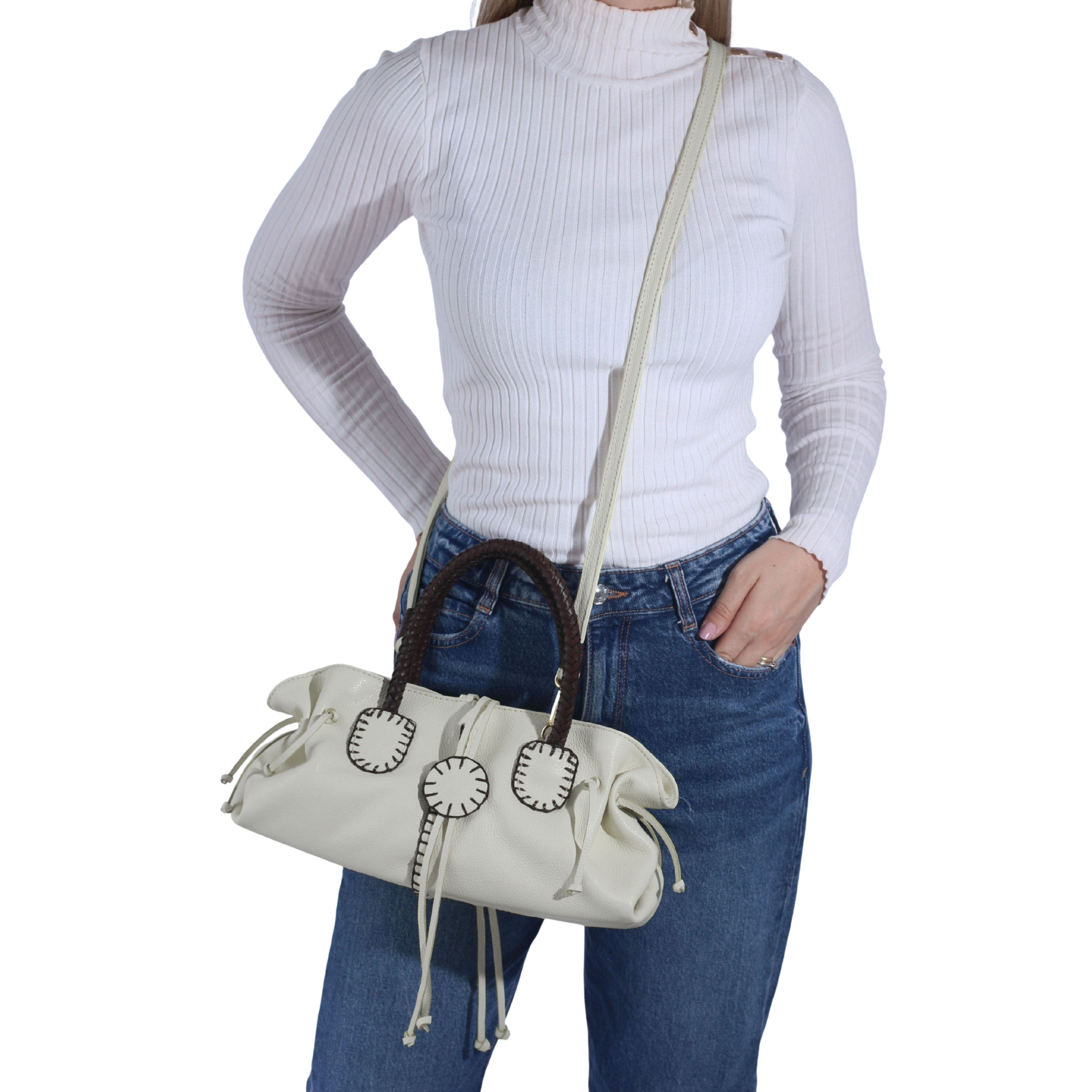 Mini Satchel Leather Bag, Alternate, color, Winter White