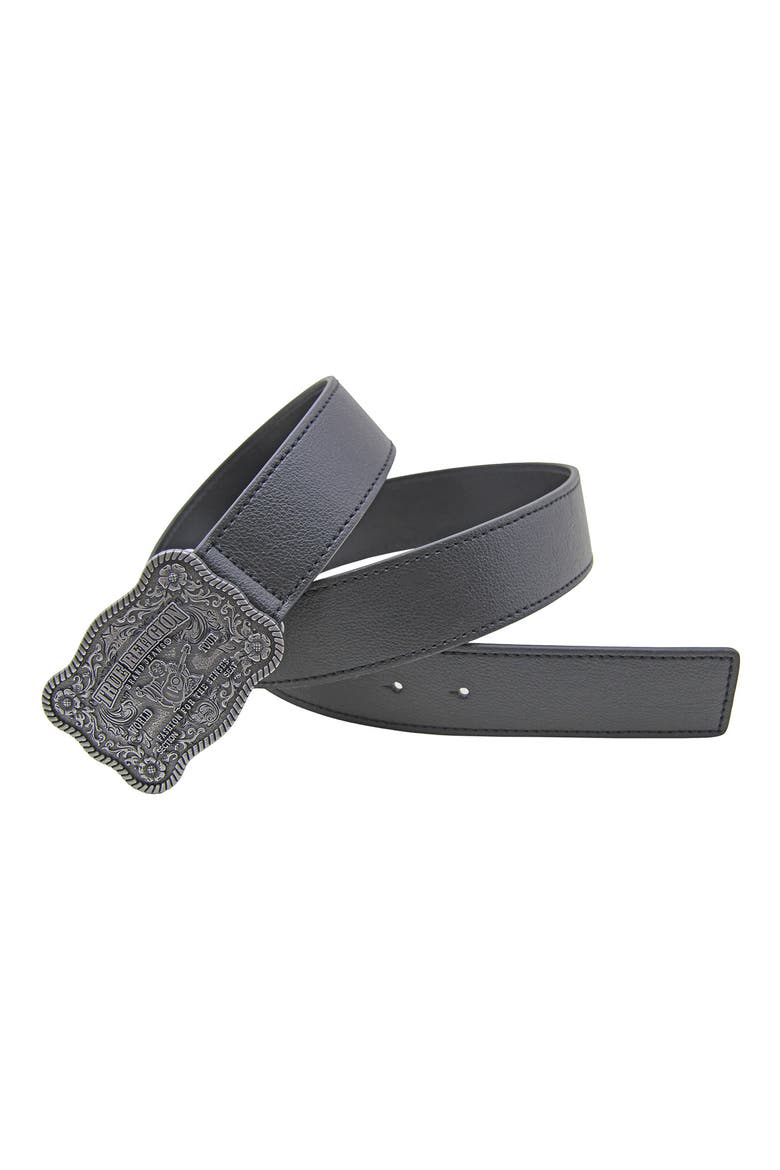 Delano Plaque Buckle Belt, Alternate, color, BLACK