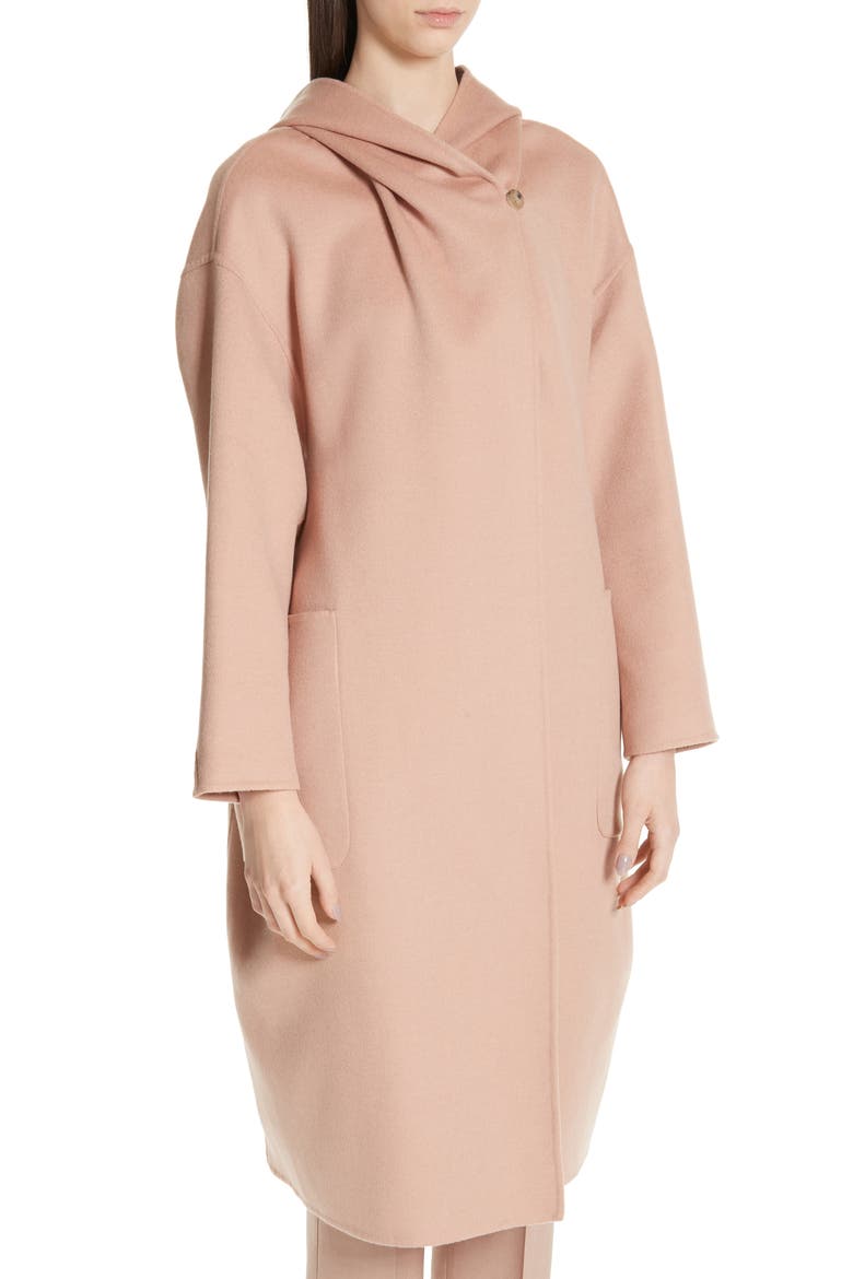Pucci Hooded Double Face Camel Hair Coat, Alternate, color, POWDER