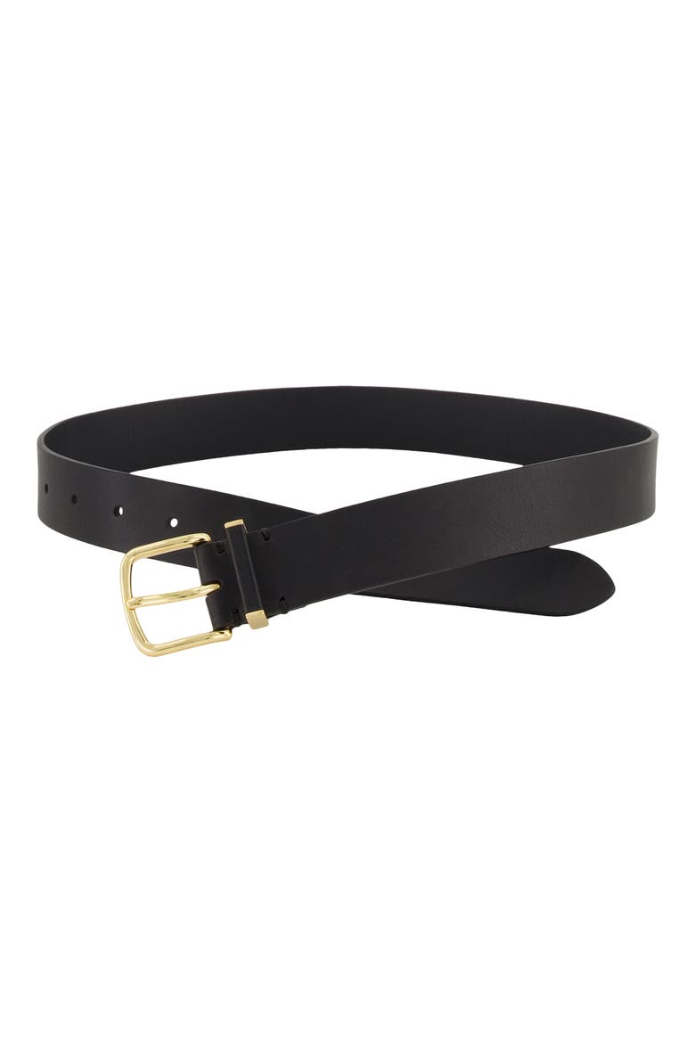 Kaia Leather Belt, Alternate, color, BLACK