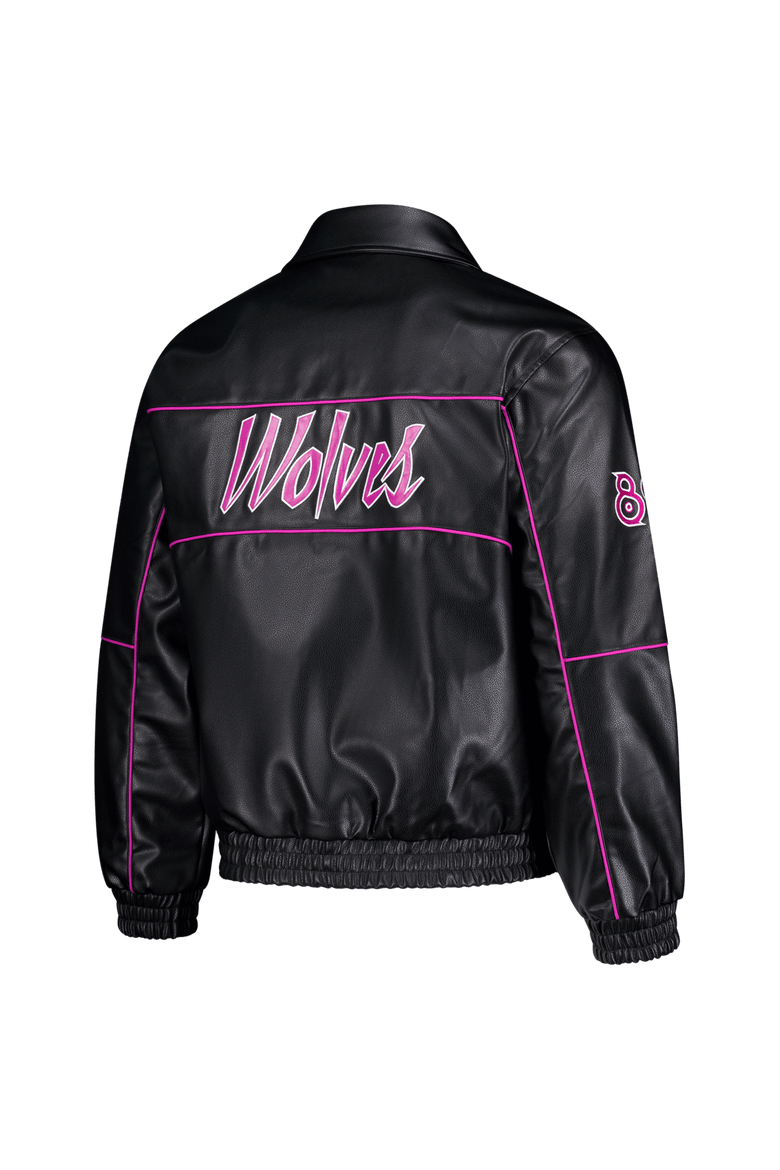 Unisex The Wild Collective  Black Minnesota Timberwolves City Edition Full-Snap Faux Leather Jacket, Alternate, color, Black
