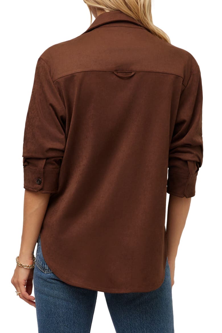 Leighton Ruched Sleeve Shirt, Alternate, color, WOOD