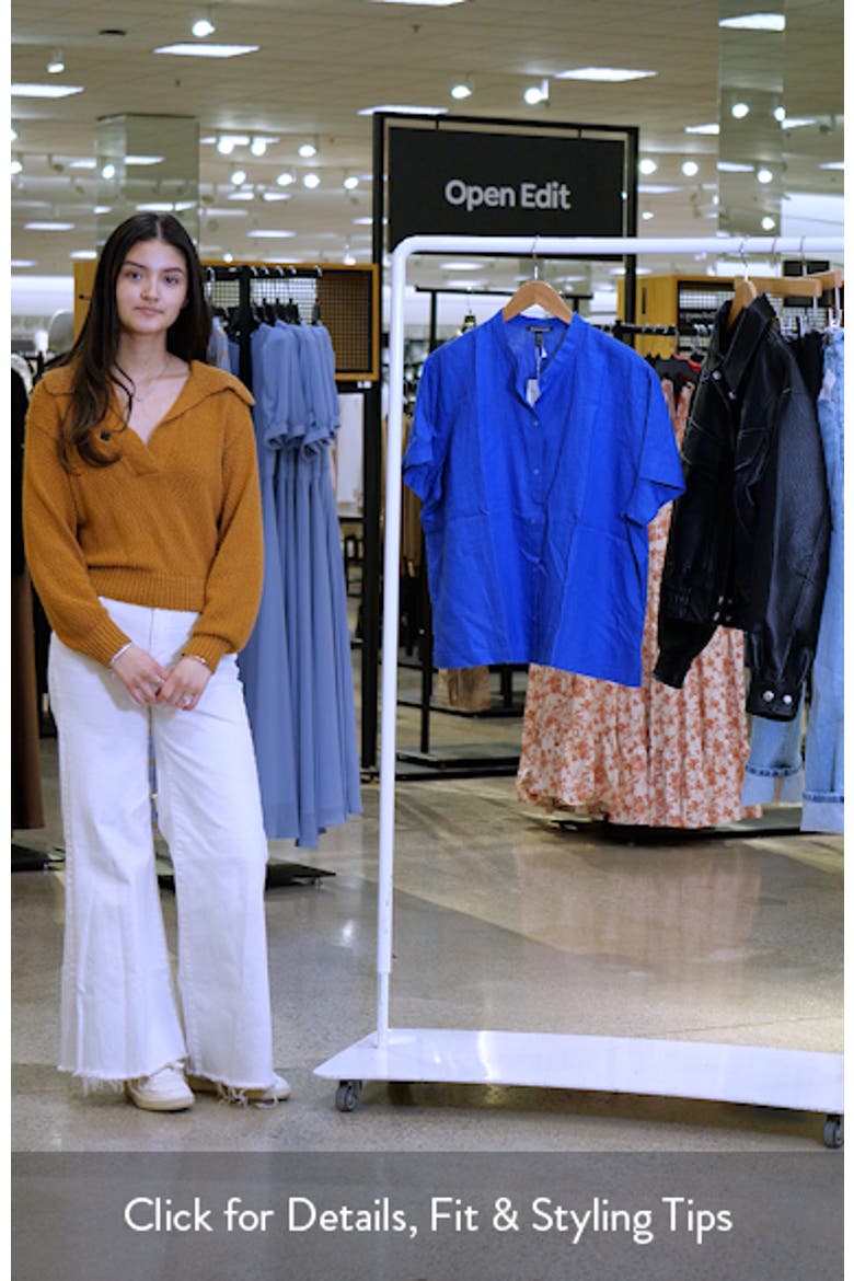 Mandarin Collar Short Sleeve Organic Linen Button-Up Shirt video