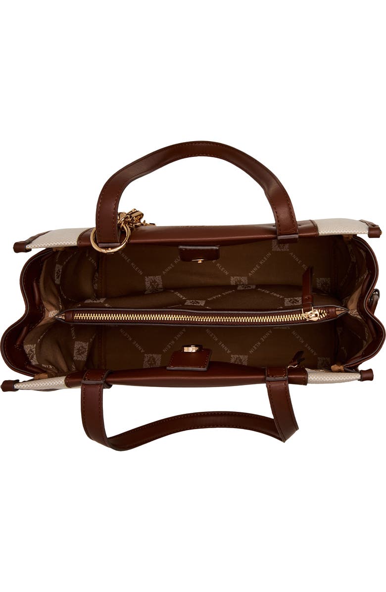 Anne Klein Canvas Tote with Removable Wrist Pouch, Alternate, color, Tan-Cream/ Walnut