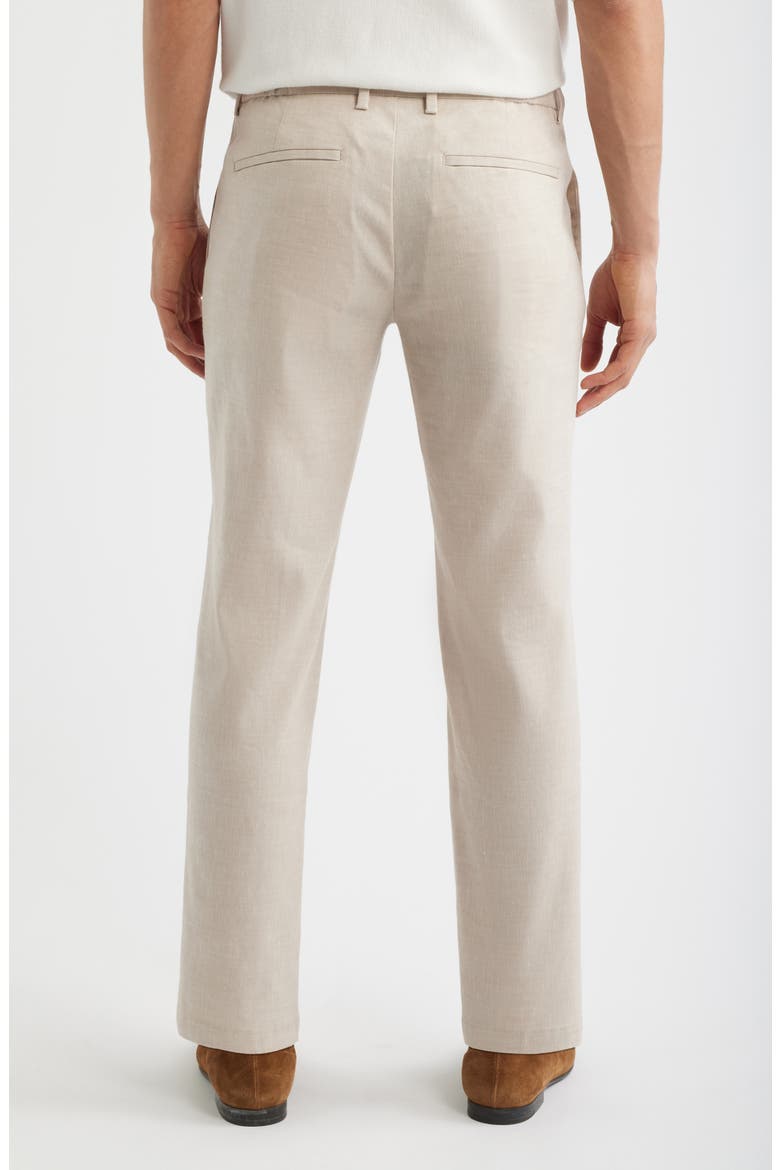Linen Blend Flat Front Pants, Alternate, color, GREY MOONBEAM - WHITE