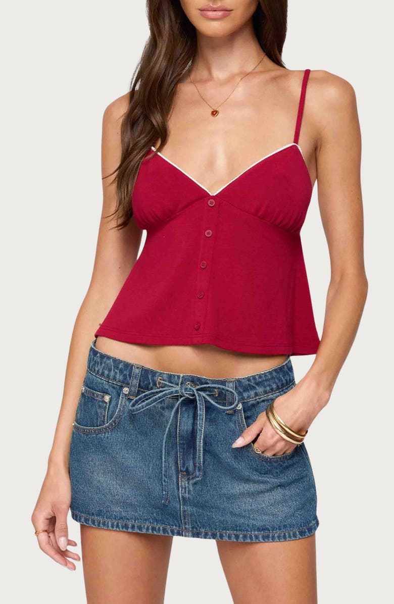 EDIKTED Kellyn Babydoll Camisole, Main, color, Red