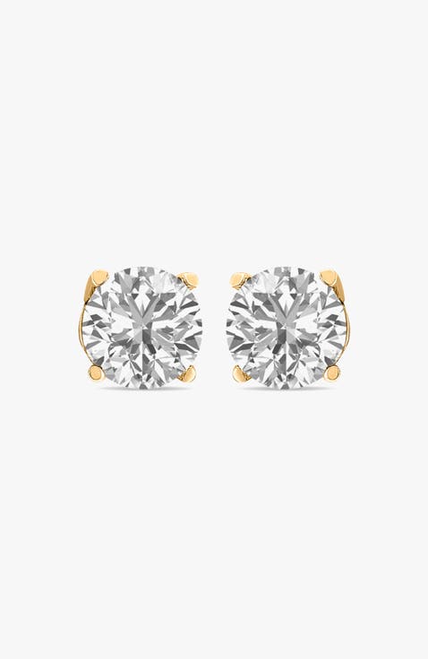14K Gold Halo Lab Diamond 1 Carat Earrings
