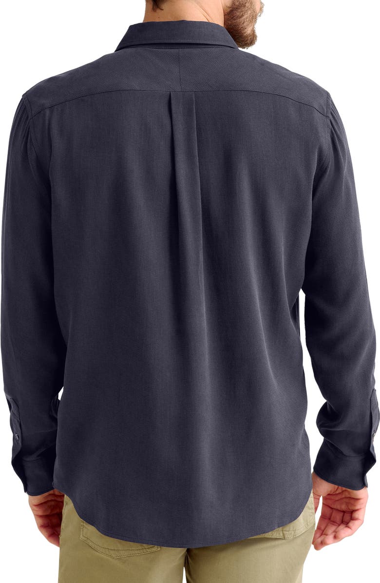 Billy Reid Rosedale Standard Fit Textured Silk & Cotton Button-Up Shirt, Alternate, color, Carbon Blue