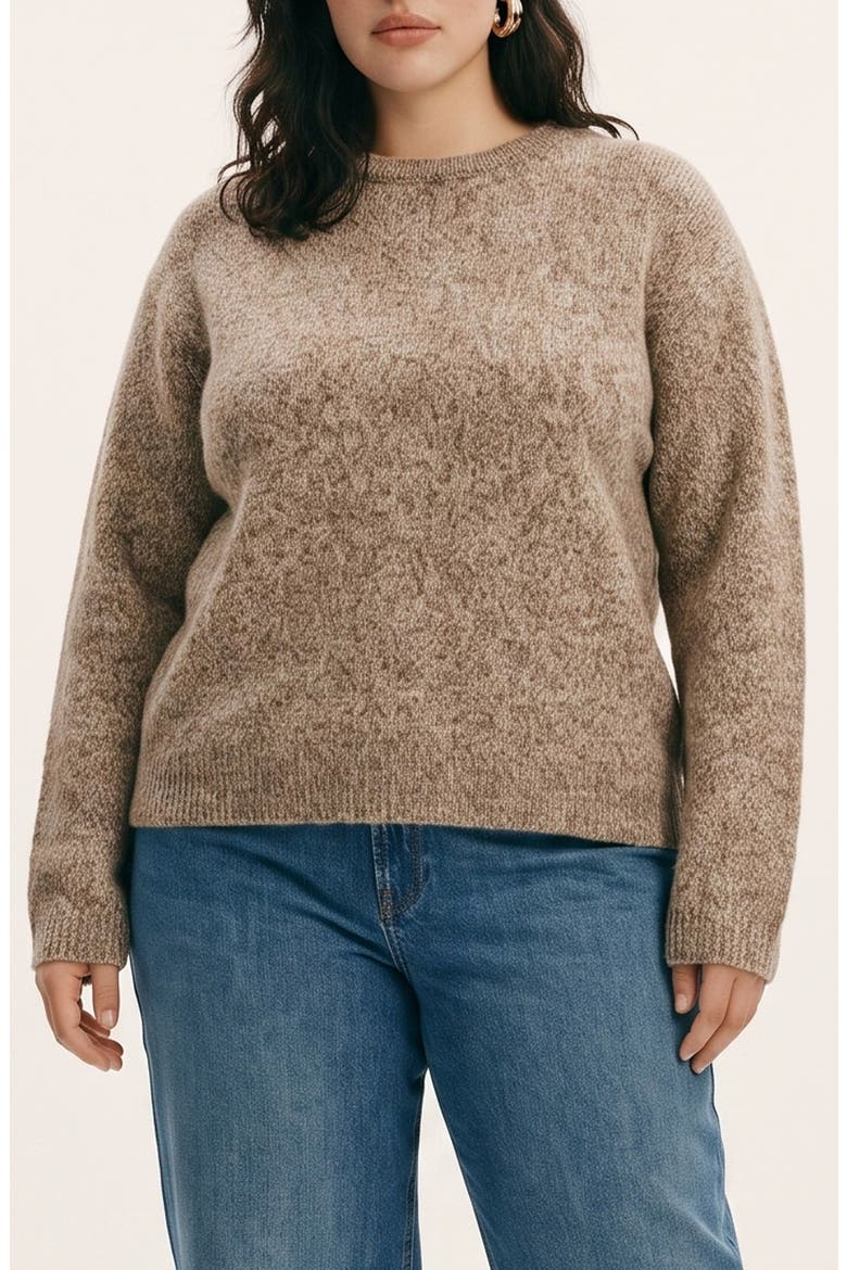 Marled Crewneck Sweater, Main, color, COCOA BROWN W/ BIRCH