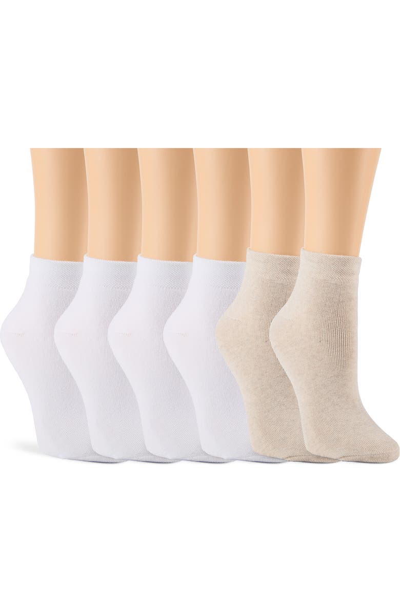 Laundry by Shelli Segal 6-Pack Full Cushion Ankle Socks, Alternate, color, Oatmeal Heather/ White