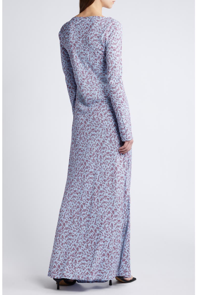 Lilou Floral Long Sleeve Crepe Maxi Dress, Alternate, color, AMARYLLIS FLORAL BLUE