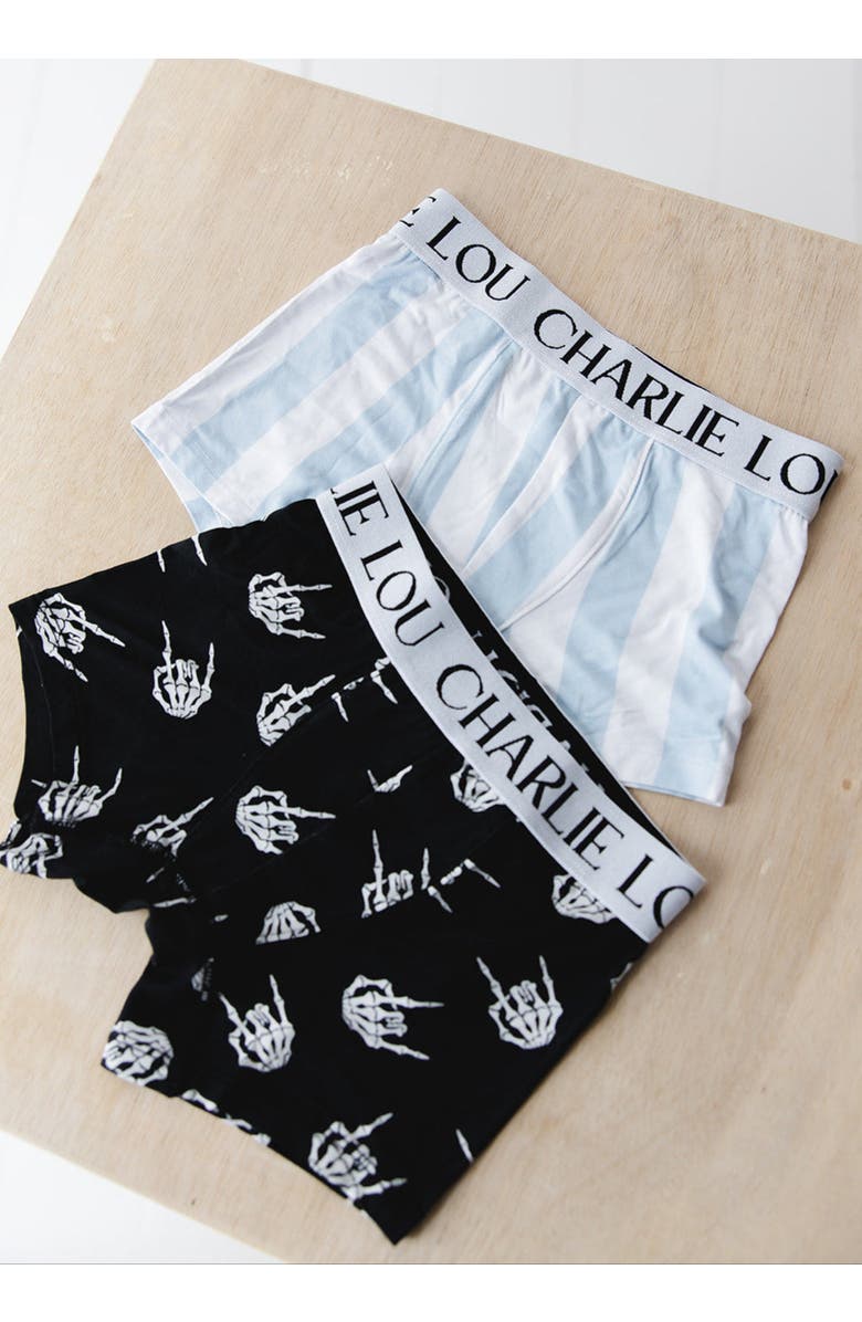 Charlie Lou Baby<sup>®</sup> Little Boy's Rock N' Skull Stretchy Boxers, Alternate, color, Black