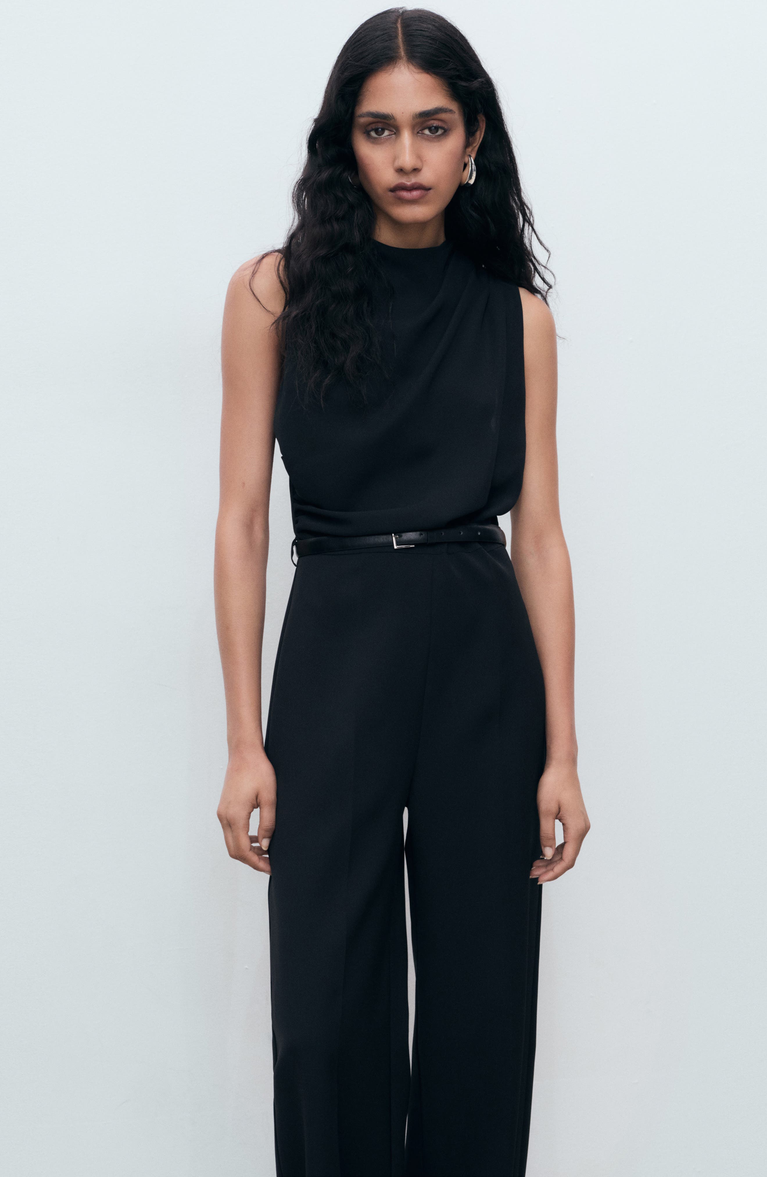Drape Belted Wide Leg Jumpsuit - image 2