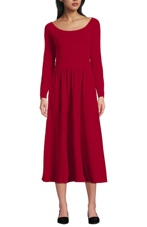 Lands' End Cotton Modal Off Shoulder Midi Dress In Red