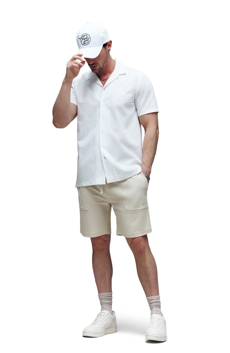 Psycho Bunny Jayme Rib Knit Camp Shirt, Alternate, color, White