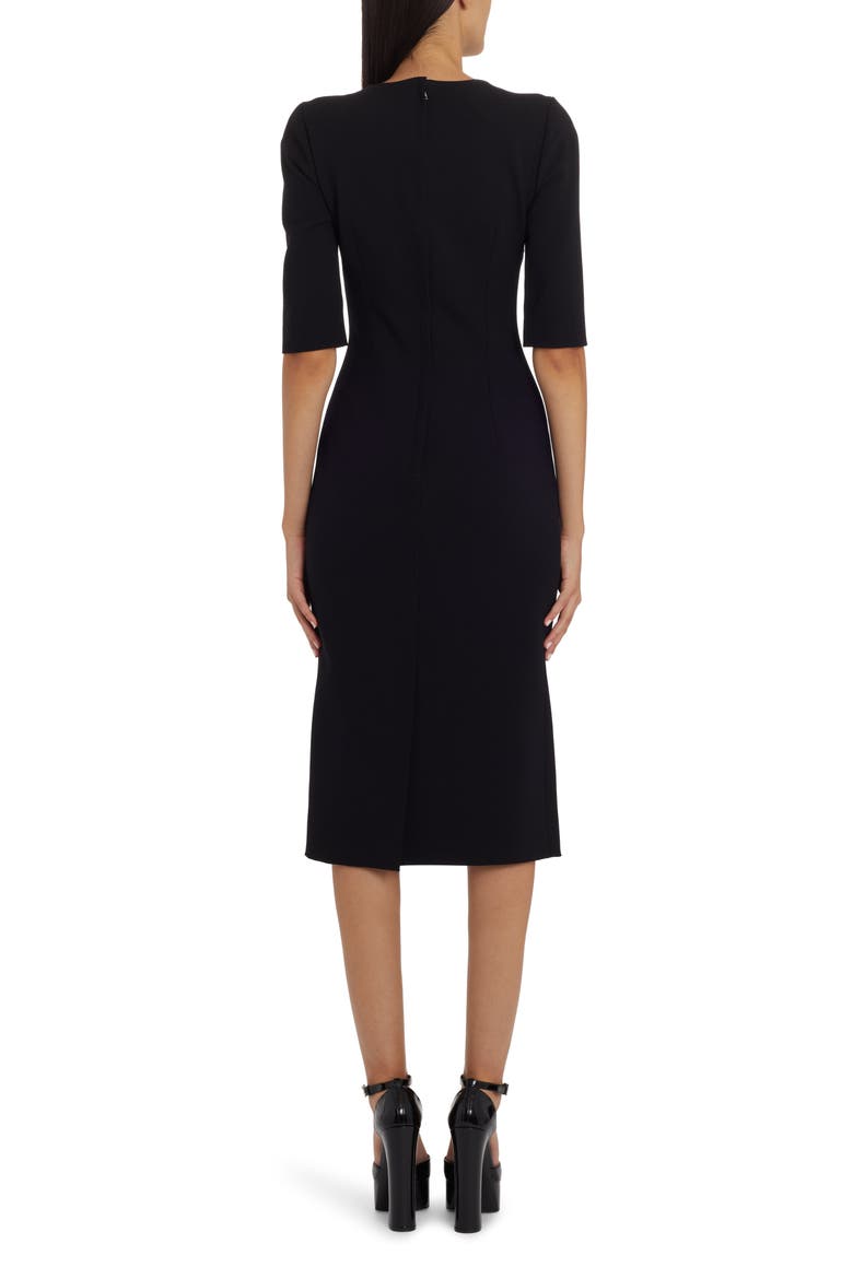 Stretch Wool Midi Dress, Alternate, color, BLACK