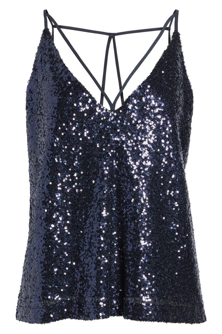 Haute Matte Sequin Camisole, Alternate, color, BLUE